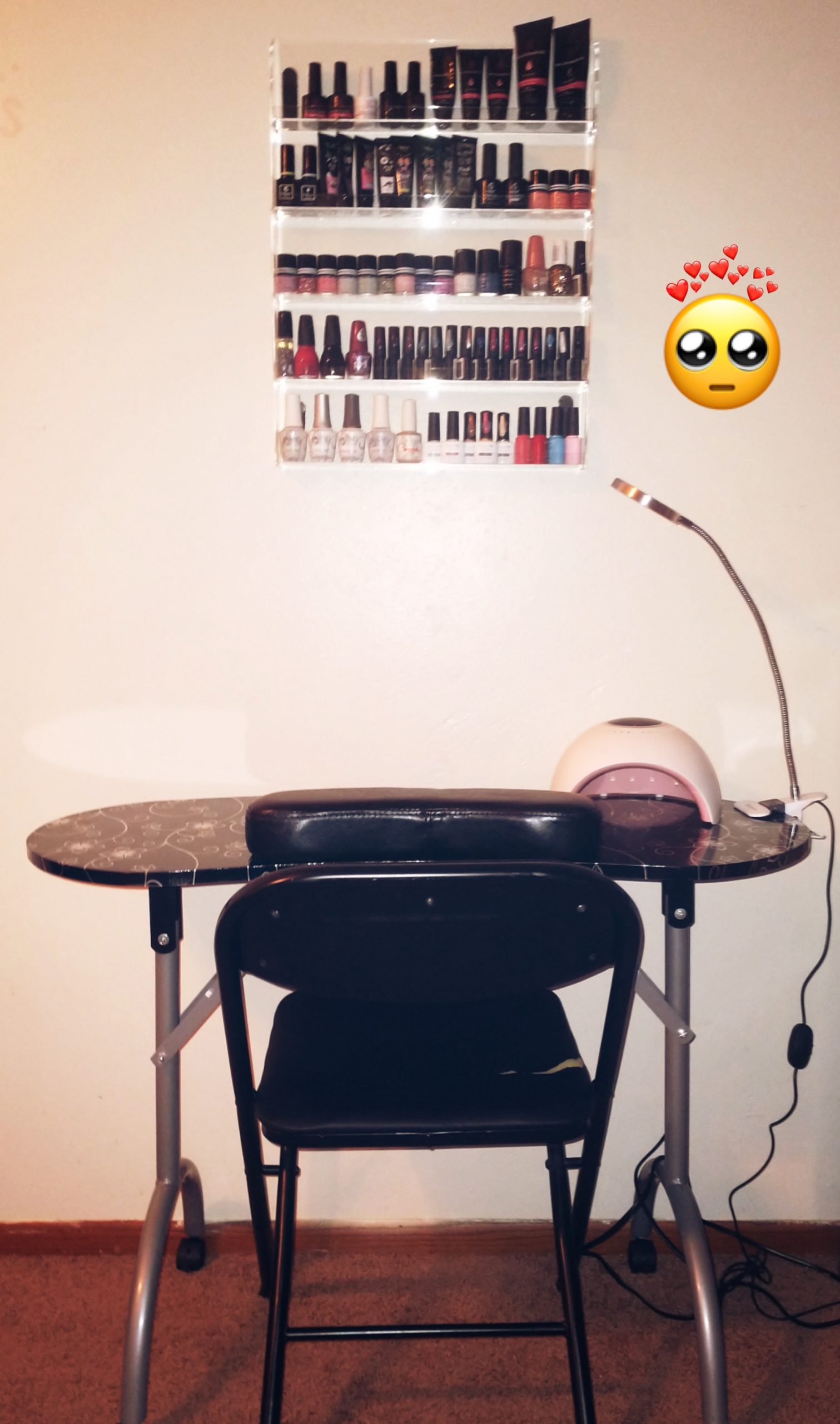 Giantex Foldable Nail Table with Drawer & Wrist Rest, Portable Manicure Table Station with Lockable Casters & Carry Bag, Mobile Nail Tech Desk for Home Salon Studio (Pink) customer photo 2