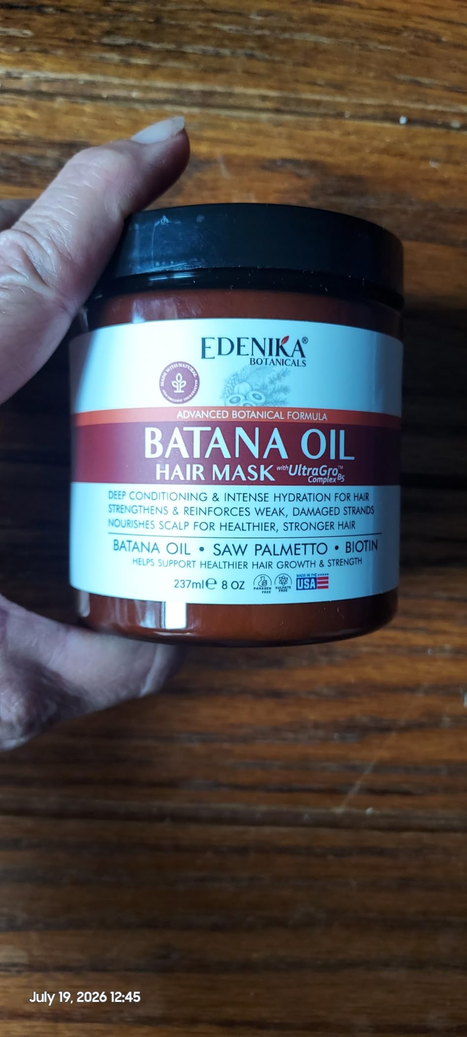 EDENIKA BOTANICALS Batana Hair Mask with Batana Oil for Hair Growth, Biotin, Saw Palmetto & UltraGro B5 Complex, Deep Conditioning Hair Treatment for Fuller, Thicker-Looking Hair, Sulfate-Free customer photo 1