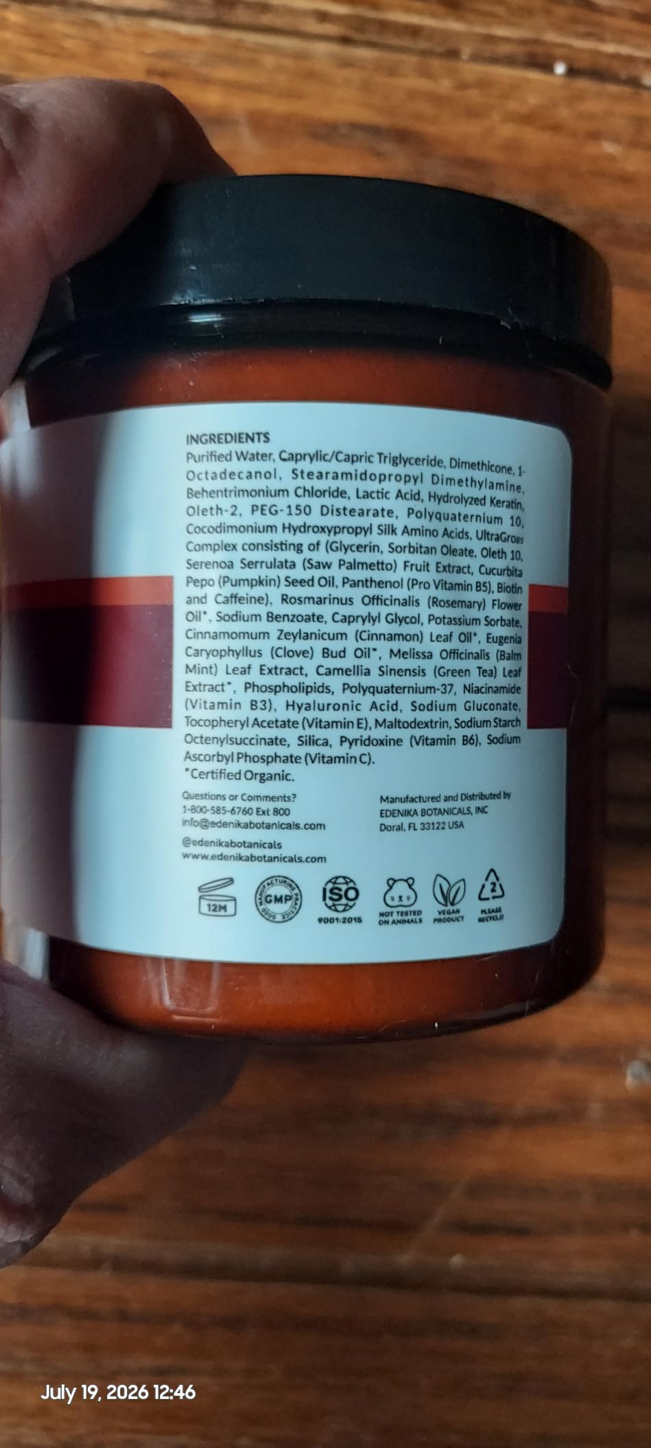 EDENIKA BOTANICALS Batana Hair Mask with Batana Oil for Hair Growth, Biotin, Saw Palmetto & UltraGro B5 Complex, Deep Conditioning Hair Treatment for Fuller, Thicker-Looking Hair, Sulfate-Free customer photo 2