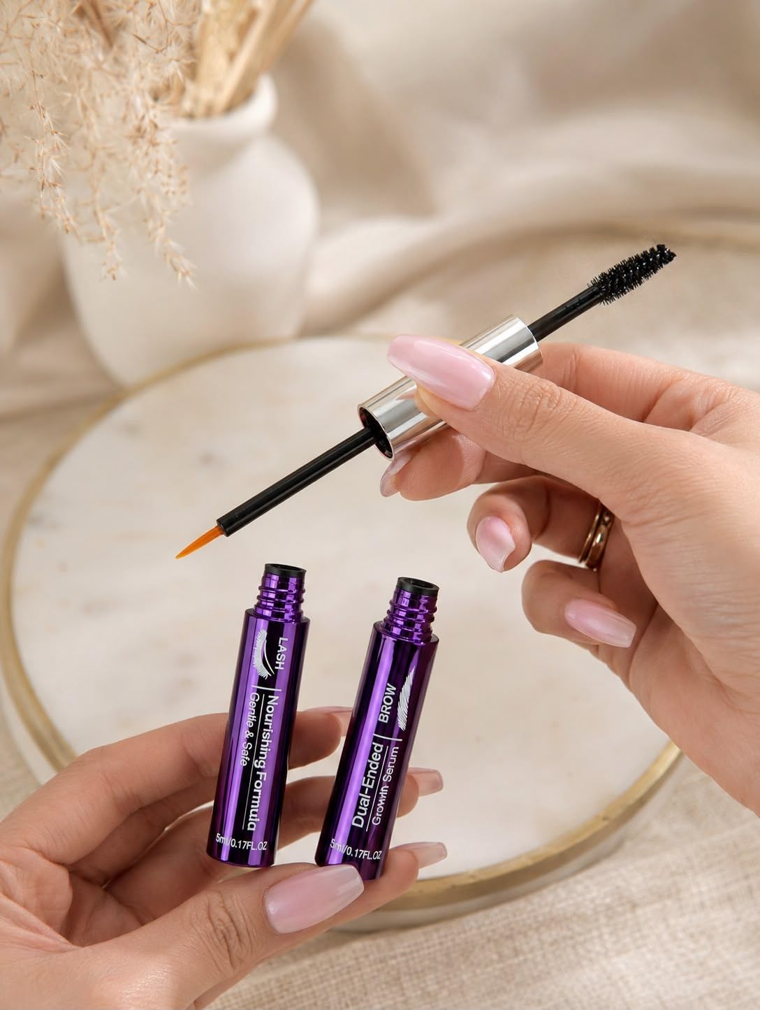 2-in-1 Lash & Brow Growth Serum, Dual-Ended Eyelash & Eyebrow Enhancer with Peptides, Biotin & Hyaluronic Acid, Fuller Thicker Longer-Looking Lashes & Brows, Eye-Safe, Vegan, 5mL + 5mL customer photo 1