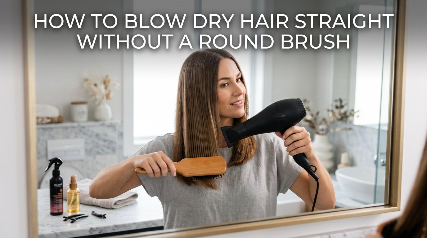 How to blow dry hair straight without a round brush fighting you