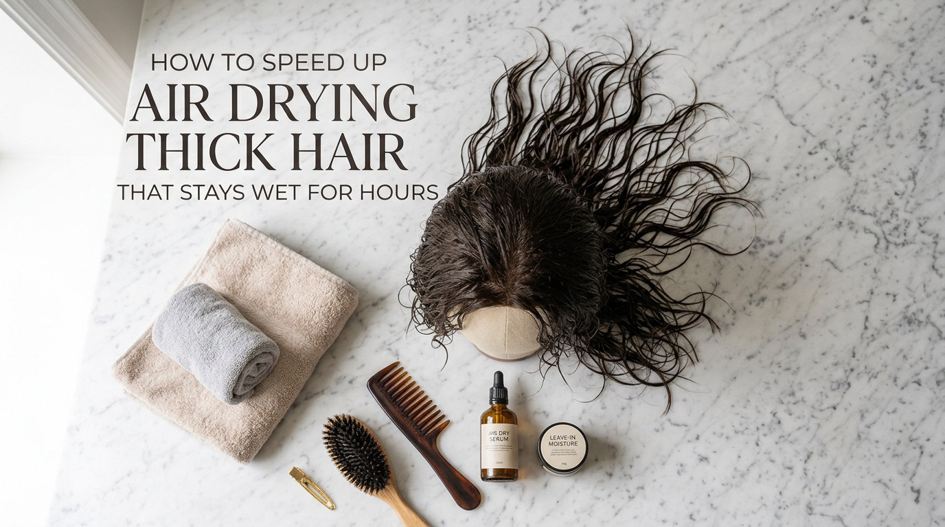 How to speed up air drying thick hair that stays wet for hours