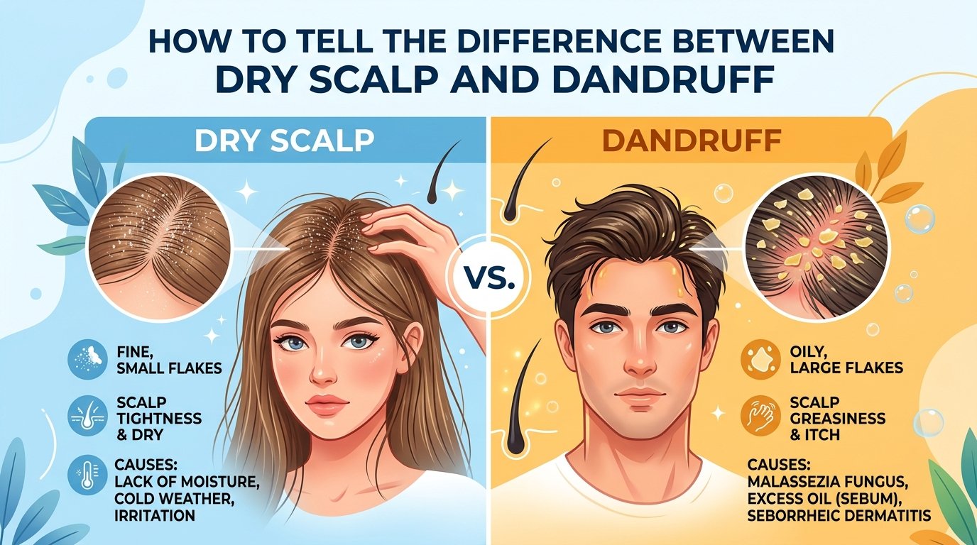 How to tell the difference between dry scalp and dandruff