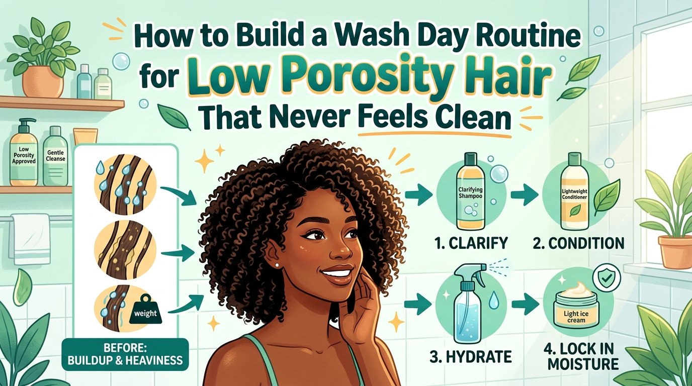 How to build a wash day routine for low porosity hair that never feels clean