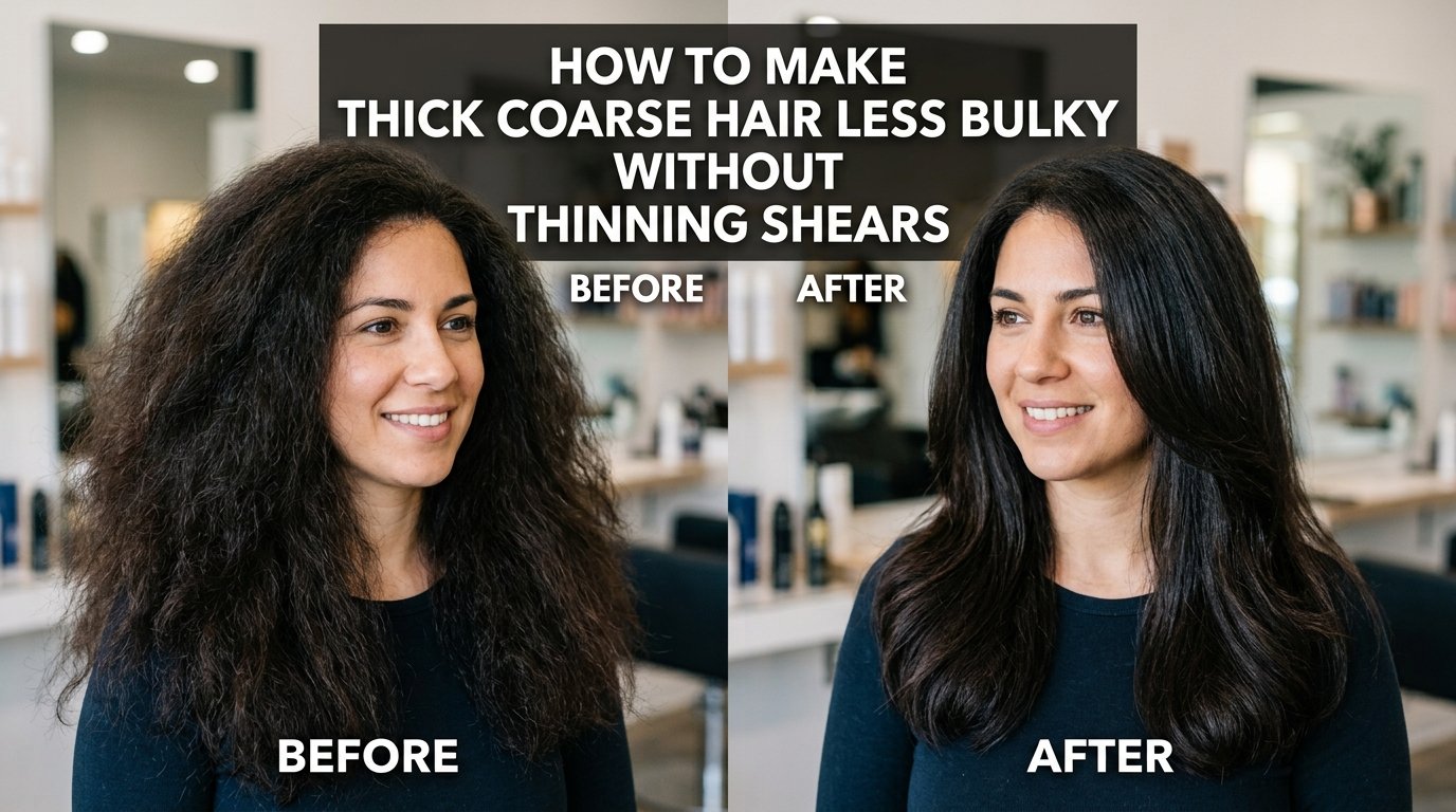How to make thick coarse hair less bulky without thinning shears