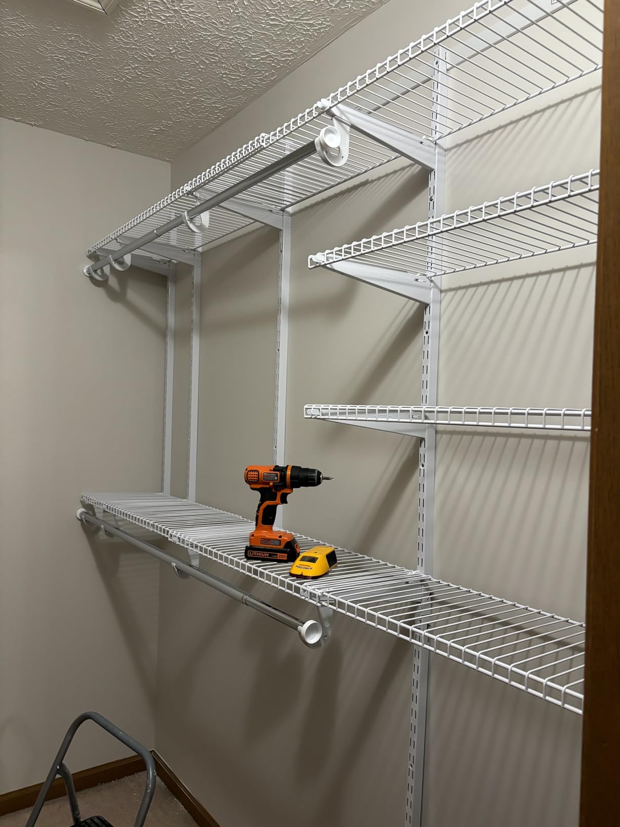 Rubbermaid Configurations Deluxe Custom Closet Kit 3-6 Ft. Adjustable Metal Wire Shelving White Finish Expandable Organization System Hardware Included for Home Closet/Pantry/Laundry/Mudroom customer photo 2