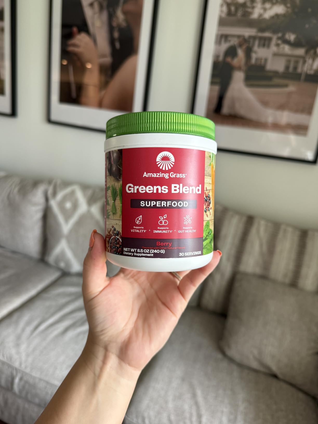 Amazing Grass Super Greens Powder, Organic, Greens Superfood Powder, Smoothie Supplements, Supports Digestion, Probiotics, Spirulina, Beet Root, Original, 30 Servings, 8.5 Ounce (Packaging May Vary) customer photo 2