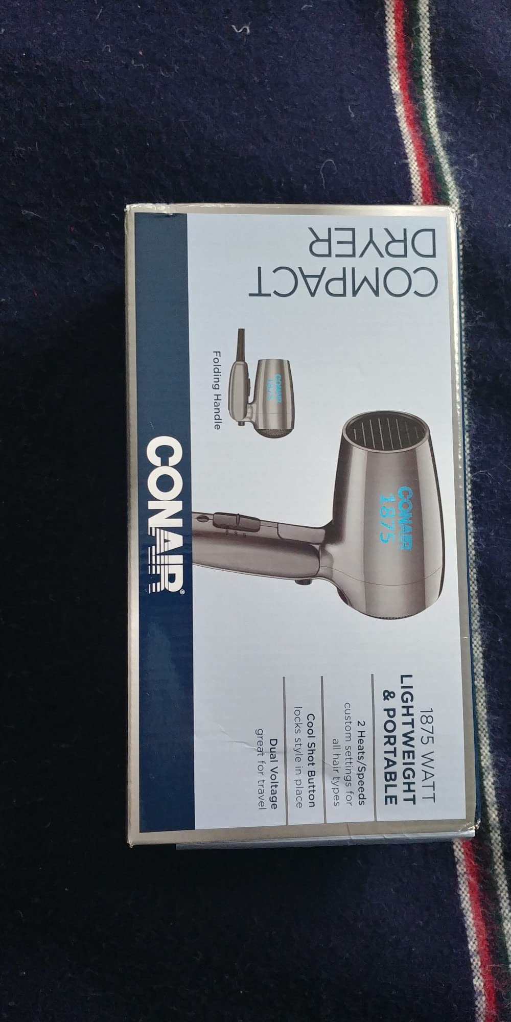Conair 1875 Watt Travel Hair Dryer | Dual Voltage Folding Handle Travel Hair Dryer for All Hair Types, Gray, 124AMZL customer photo 1