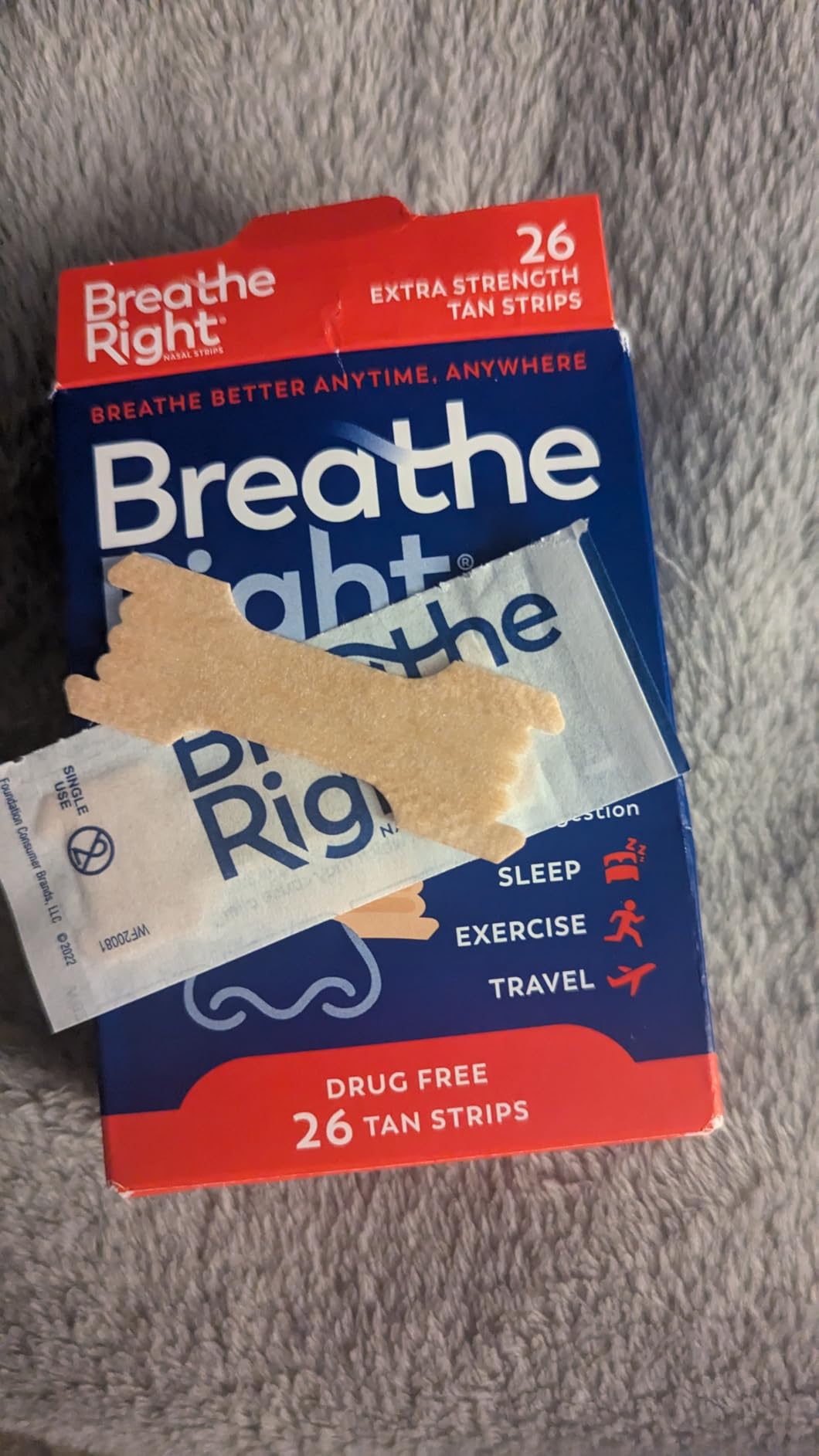 Breathe Right Nasal Strips, Extra Strength Tan Nose Strips, Drug-Free Nasal Congestion Relief for Better Breathing, Help Relieve Snoring, Caused by Colds & Allergies, Deviated Septum, 26ct customer photo 1