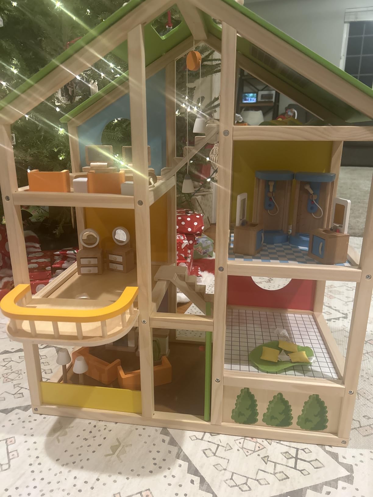 All Seasons Kids Wooden Dollhouse by Hape | Award Winning 3 Story Dolls House Toy with Furniture, Accessories, Movable Stairs and Reversible Season Theme customer photo 2