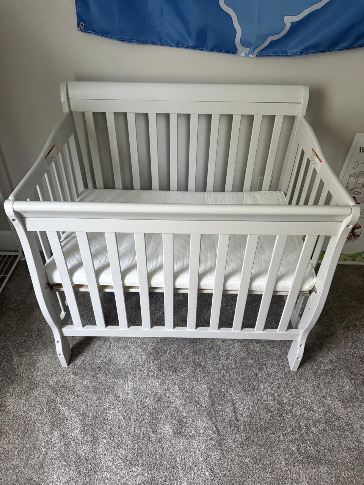 Dream On Me 4-in-1 Mini Baby Crib for Small Spaces, Aden, White | GREENGUARD Gold, ASTM/CPSC Compliant, BSA Verified, Converts to Daybed & Twin Bed, 3 Adjustable Heights, New Zealand Pine customer photo 1