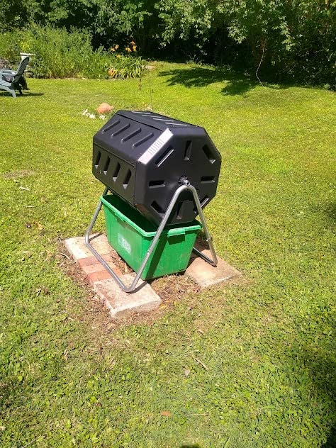FCMP Outdoor Heavy Duty 37 Gallon 8 Sided Steel Composter, Black | Portable Plastic Dual Chamber Tumbling Composter Outdoor Elevated Rotating Garden Compost Bin customer photo 2
