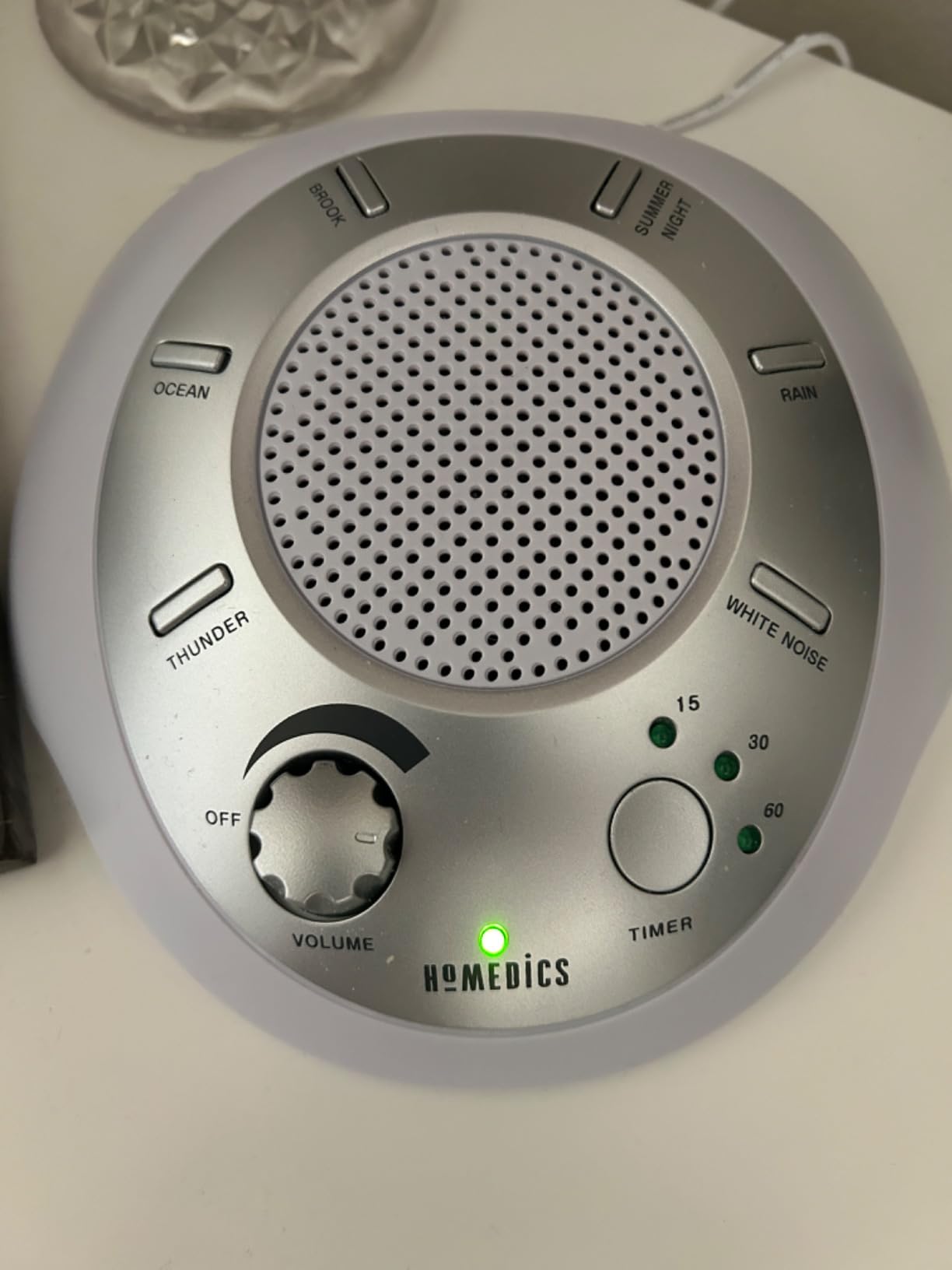 Homedics SoundSleep White Noise Sound Machine, Silver, Small Travel Size with 6 Relaxing Nature Sounds, Portable Therapy for Home, Office, Nursery, Auto-Off Timer customer photo 1