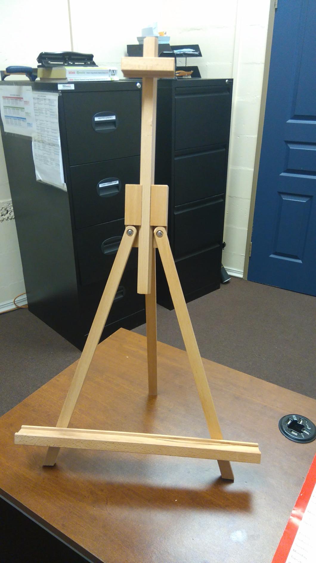 U.S. Art Supply 31 inch High Wood Studio Tabletop Easel - Adjustable | Artist Tripod, Holds Up to 27 inch Canvas, Folding A-Frame Artist Display Stand - Table Top Easel for Painting customer photo 1