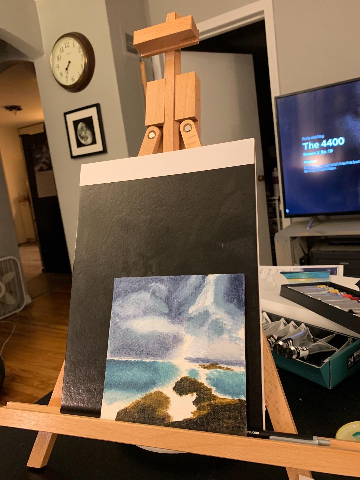 U.S. Art Supply 31 inch High Wood Studio Tabletop Easel - Adjustable | Artist Tripod, Holds Up to 27 inch Canvas, Folding A-Frame Artist Display Stand - Table Top Easel for Painting customer photo 2