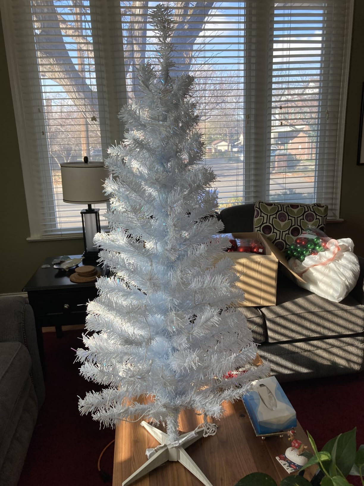 National Tree Company 4ft Pre-Lit Mini Artificial Christmas Tree | 70 Clear Lights, 110 Tips, Includes Stand, White Iridescent Tinsel customer photo 1