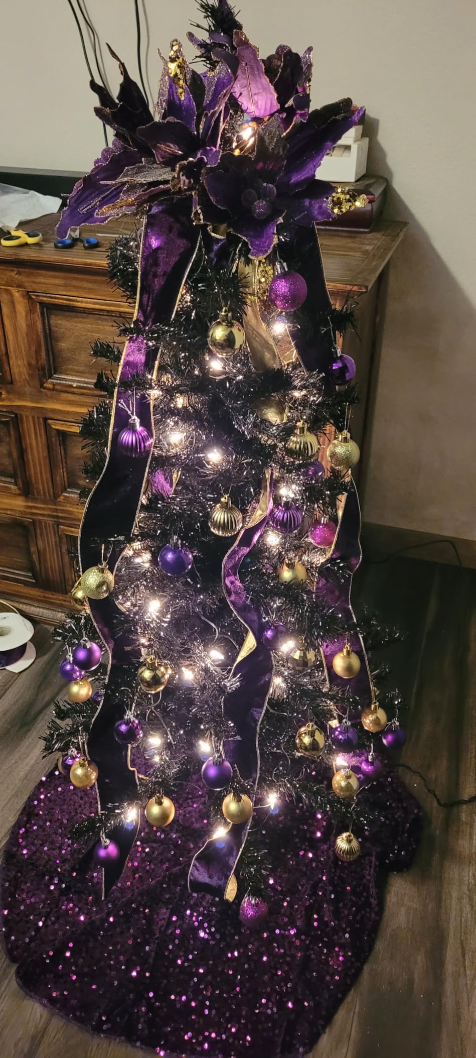 National Tree Company 4ft Pre-Lit Mini Artificial Christmas Tree | 70 Clear Lights, 110 Tips, Includes Stand, White Iridescent Tinsel customer photo 2