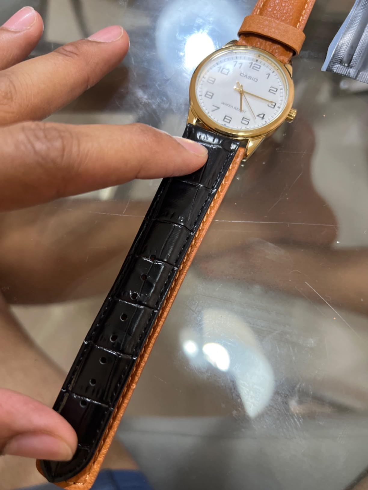 Casio Men's MTPV001GL-7B Black Leather Quartz Watch customer photo 1
