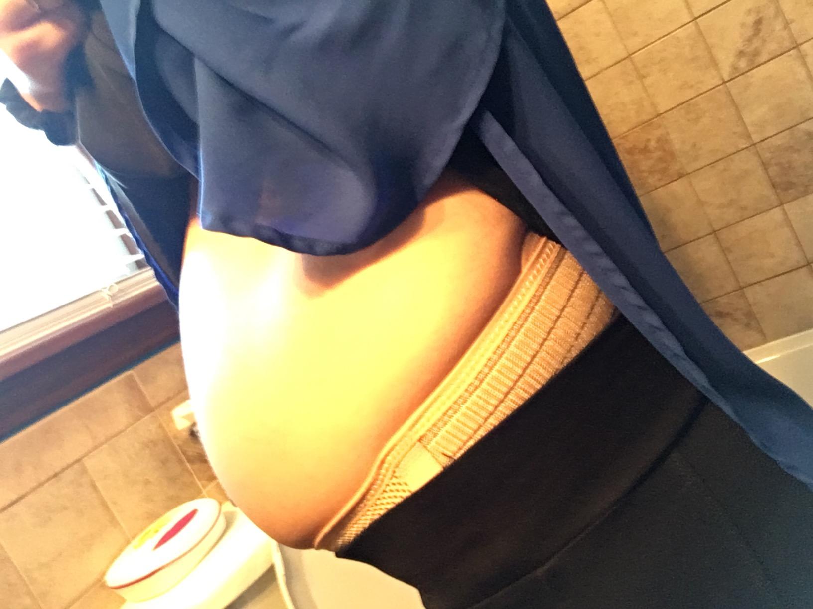 AZMED Maternity Belt Back Support - Adjustable Abdominal Binder for Pregnancy - Belly Band for Pelvic, Waist & Lower Back Comfort - Fits Up to 46 Inches - Beige customer photo 1