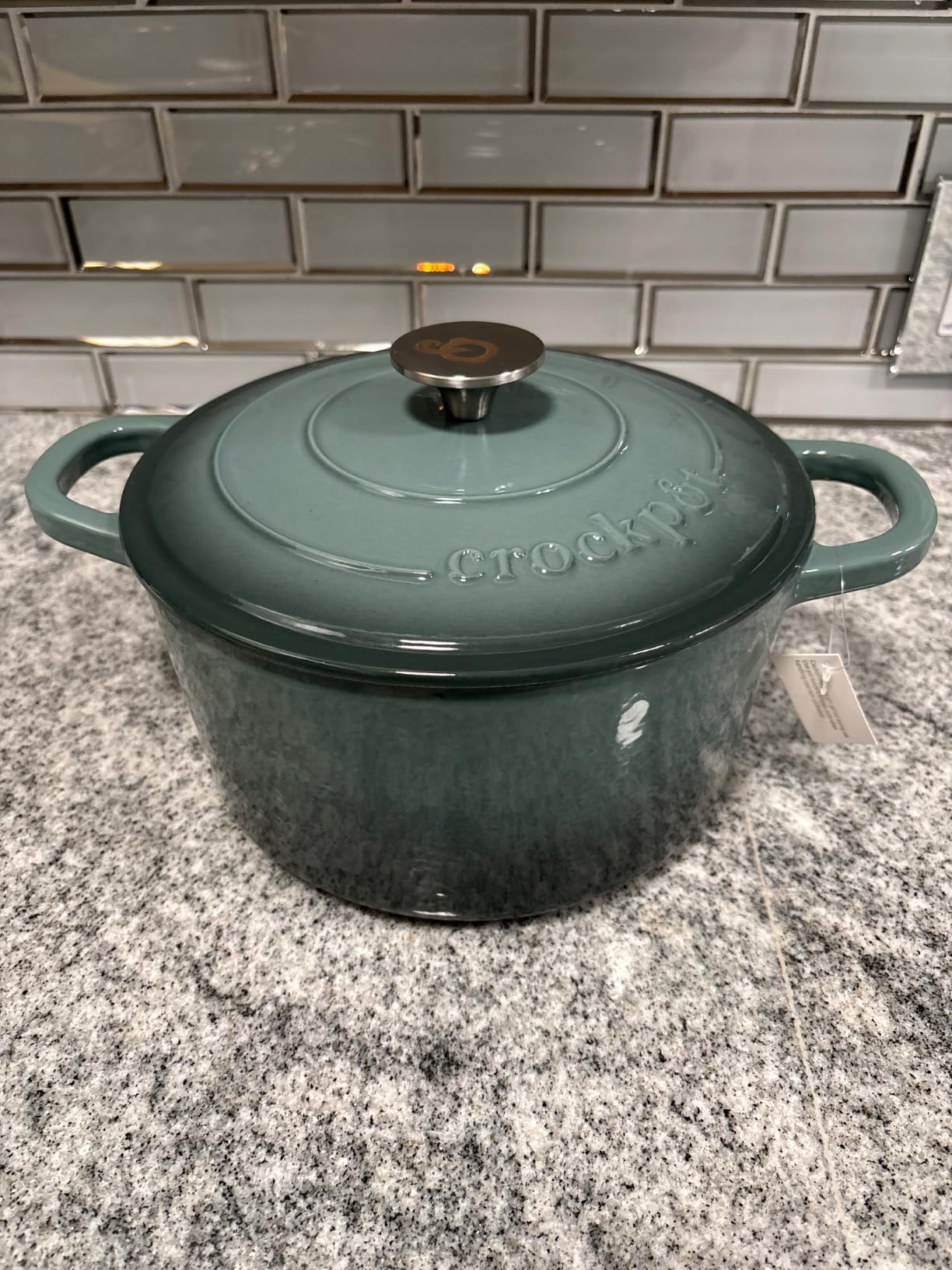 Crock Pot Artisan 5-Quart Round Enameled Cast Iron Dutch Oven – Slate Gray, Heavy-Duty Cookware for Slow Cooking, Roasting, Baking with Lid customer photo 2