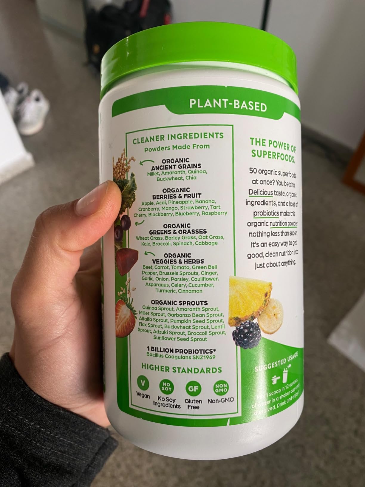 Orgain Organic Greens Powder + 50 Superfoods, Original - 1 Billion Probiotics for Digestive Health, Antioxidants, Vegan, Plant-Based, Gluten-Free, Non-GMO, Green Juice & Smoothie Drink Mix - 0.62lb customer photo 1
