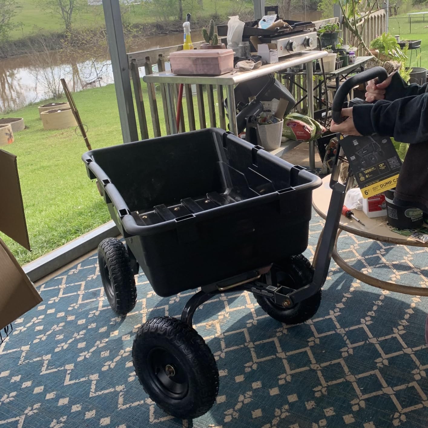 Gorilla Carts Poly Dump Cart, 600 lb. Capacity, 4 Cu ft, Quick Release Dump | Pneumatic Tires, Patented quick-release dumping, For yard, landscaping & gardening, Rust-resistant poly bed, Easy assembly customer photo 2