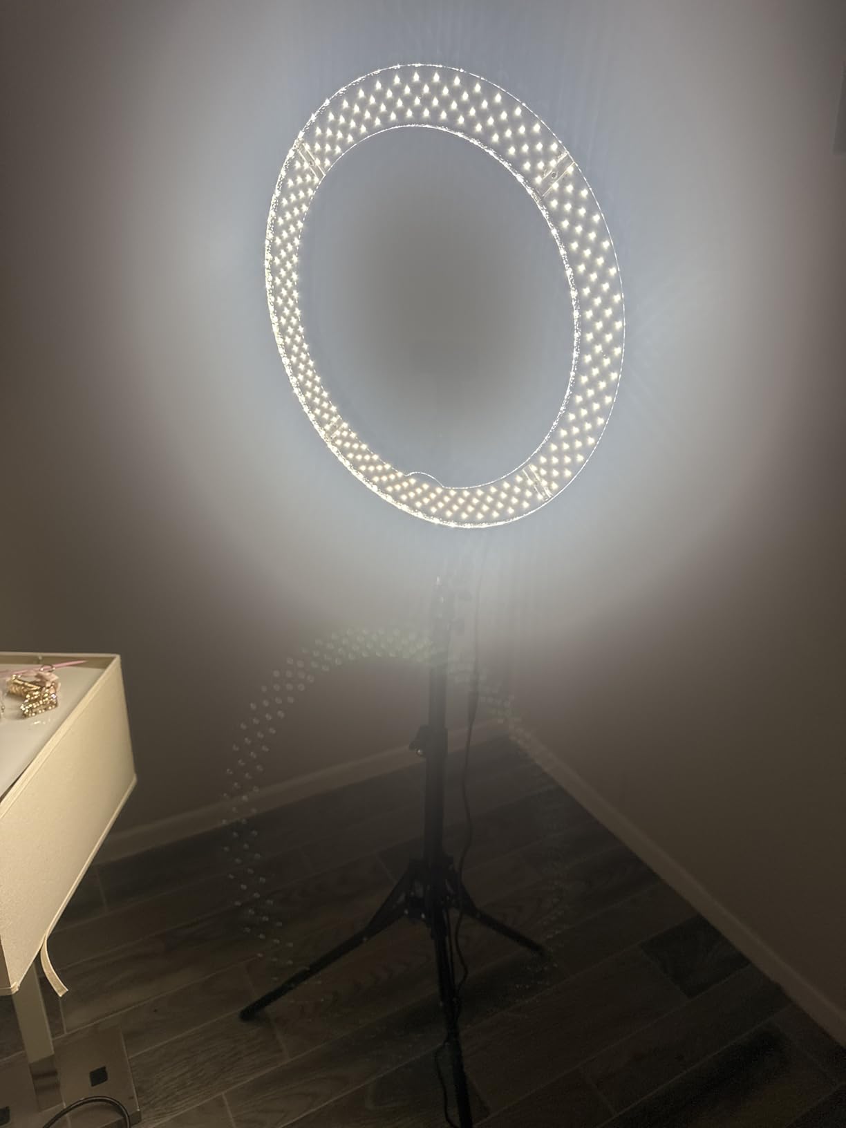 NEEWER Ring Light 18inch Kit: 55W 5600K Professional LED with Stand and Phone Holder, Soft Tube & Bag for Tattoo Lash Extension Barber Makeup Artist Studio Video Photography Lighting, RL-18 customer photo 1