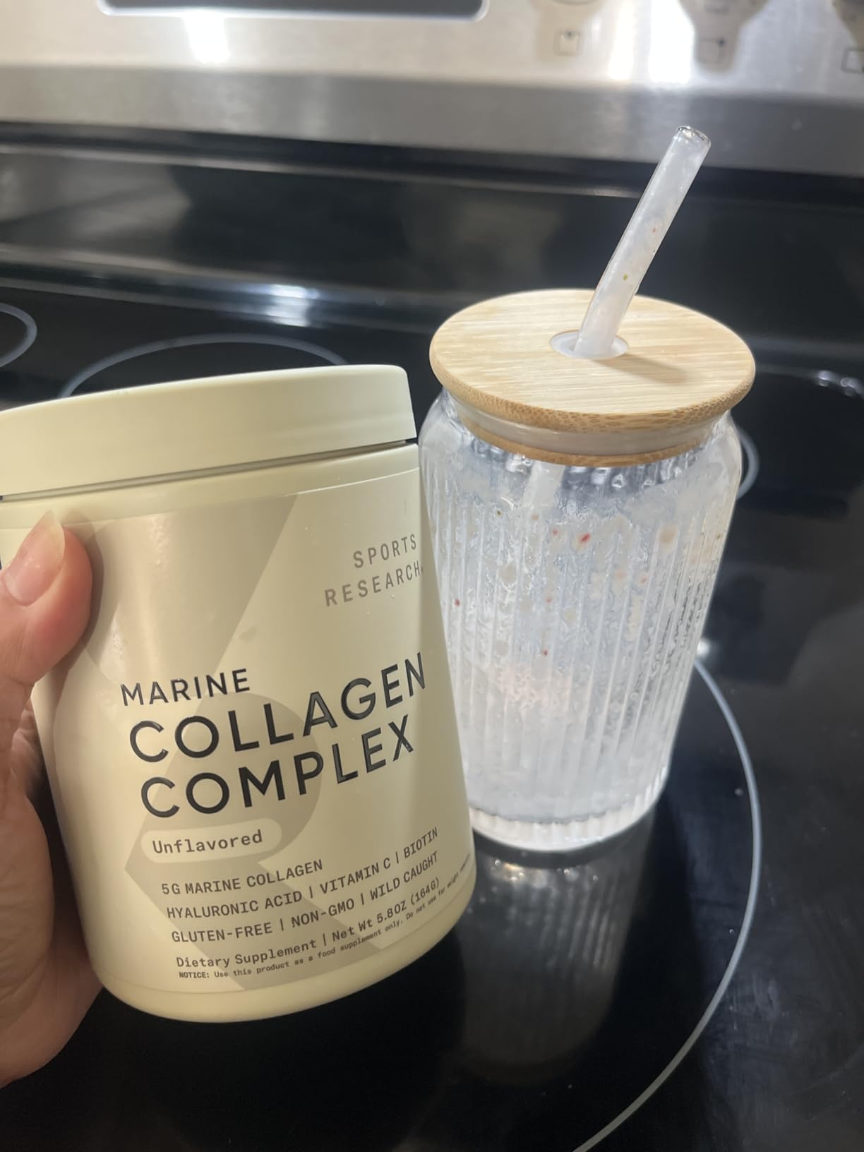 Sports Research Wild-Caught Marine Collagen Peptides Powder, 34 Servings | 10g Collagen from Wild-Caught Fish per Scoop | Hair, Skin & Joint Support | Easy to Mix, Pescatarian Friendly, Non-GMO customer photo 1