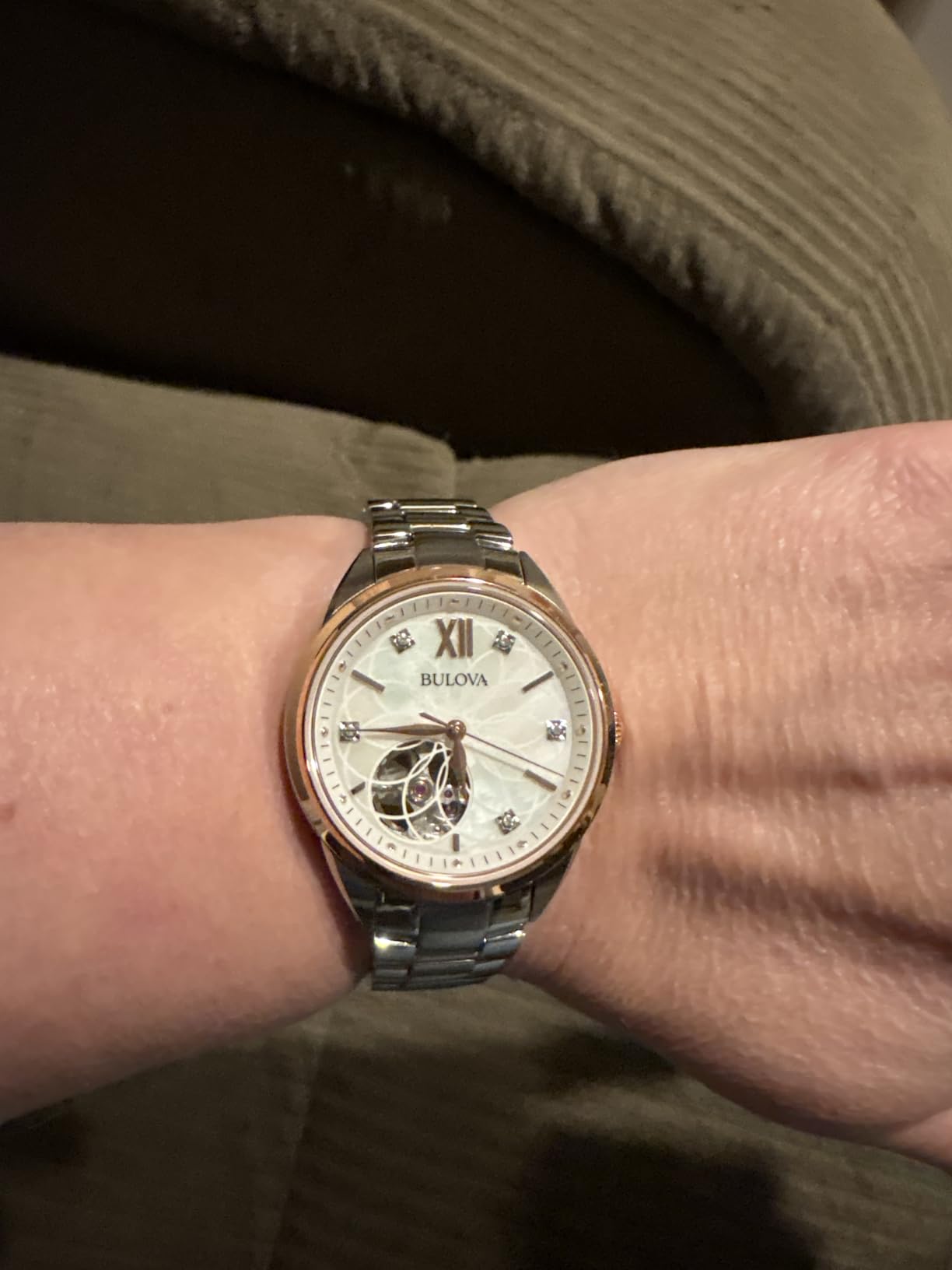 Bulova Ladies' Classic Diamond 3-Hand Automatic in Stainless Steel, Mother-of-Pearl Dial and Open Aperture Dial customer photo 1
