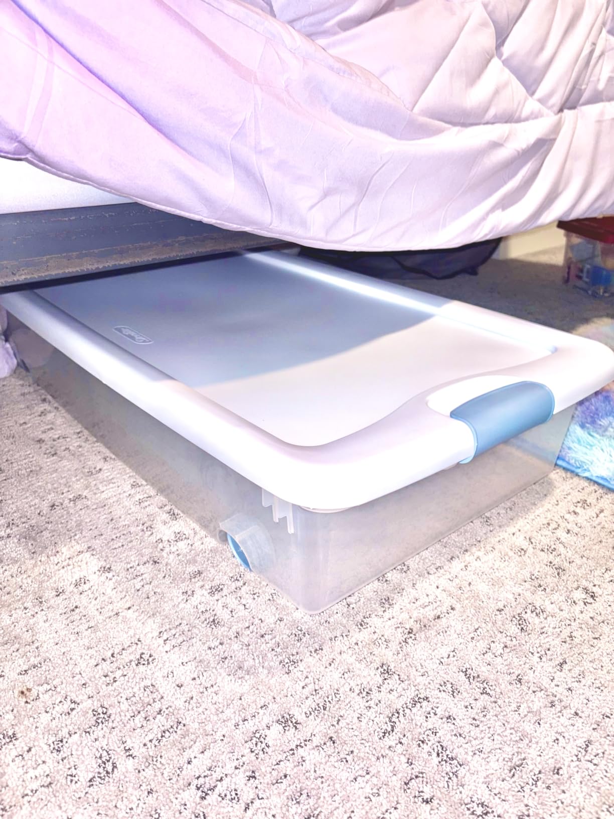 Sterilite 4-Pack 56 Quart Wheeled Latching Box, Underbed Clear Plastic Storage Organizer - Under Bed Rolling Container Bin with Lid and Wheels for Home or Dorm Bedrooms and Closets customer photo 1
