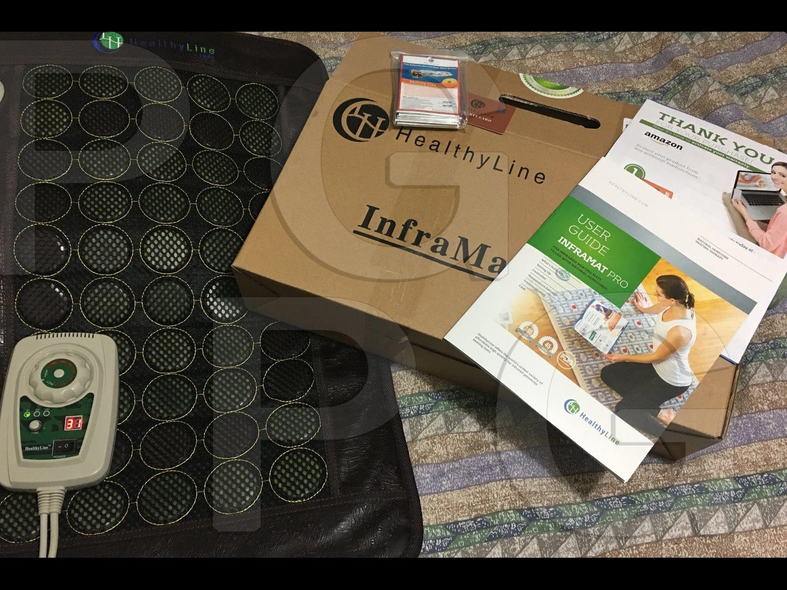HealthyLine Far Infrared Light Electric Heating Pad for Pain Relief - 50 Pieces Natural Jade and Tourmaline Gemstones - Negative Ions, Flexible Mat - FSA or HSA Eligible customer photo 1