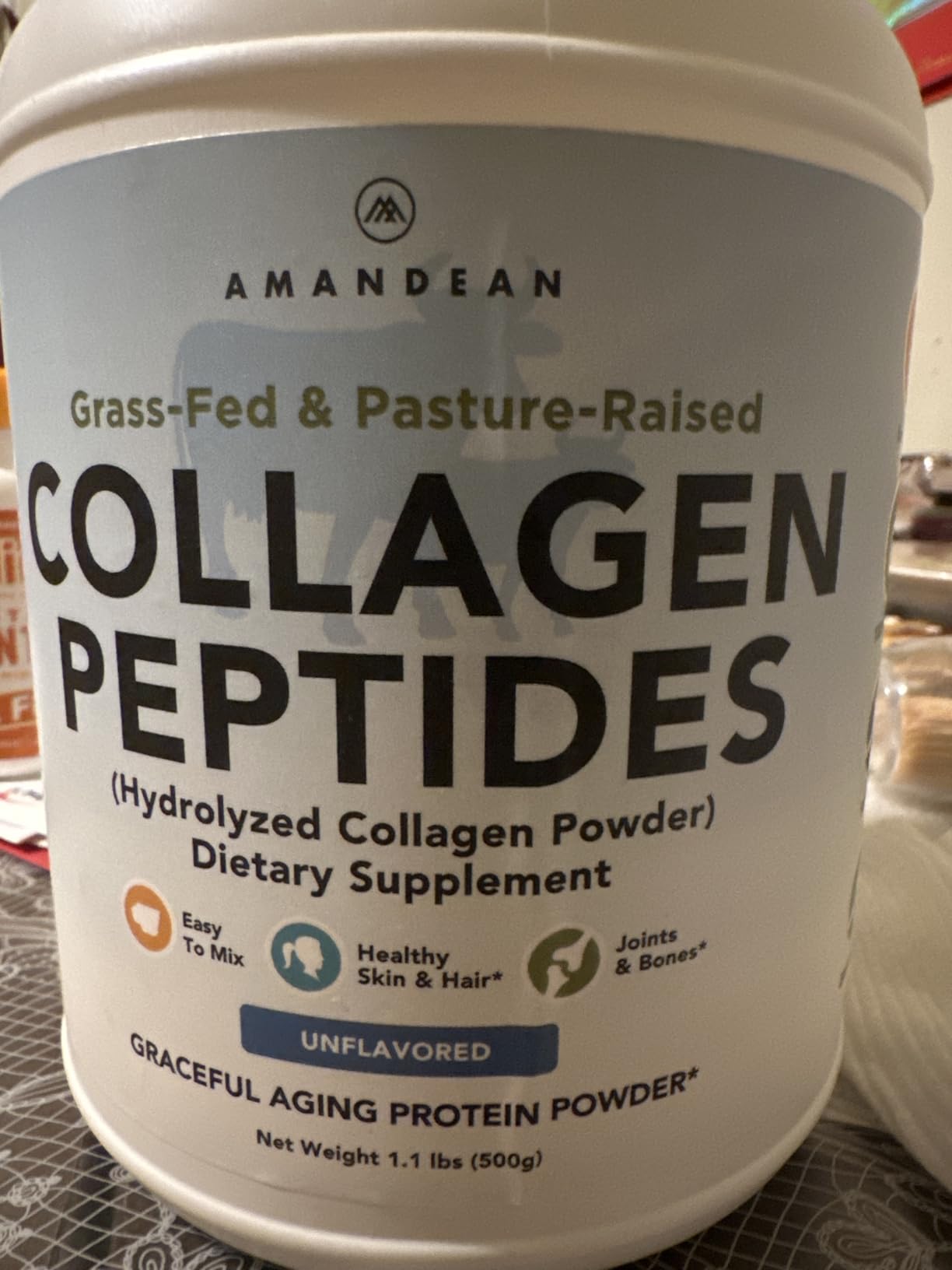 AMANDEAN Marine Collagen Peptides Powder, Wild-Caught Fish Collagen, 500g | Double-hydrolyzed wild-caught fish collagen; 50 servings; skin, hair, nails customer photo 1