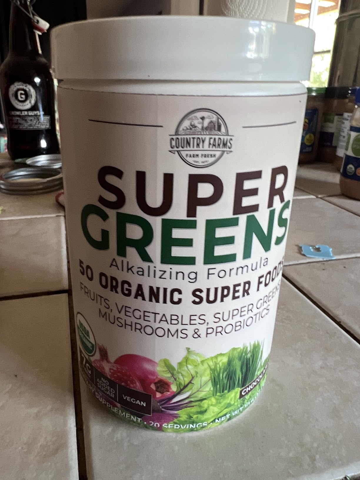 Country Farms Organic Super Greens Powder, Daily Greens Drink Mix with 50 Organic Superfoods, Fruits, Vegetables, Fiber, Mushrooms & Probiotics for Gut Health, Digestion & Energy, Chocolate Flavor customer photo 2
