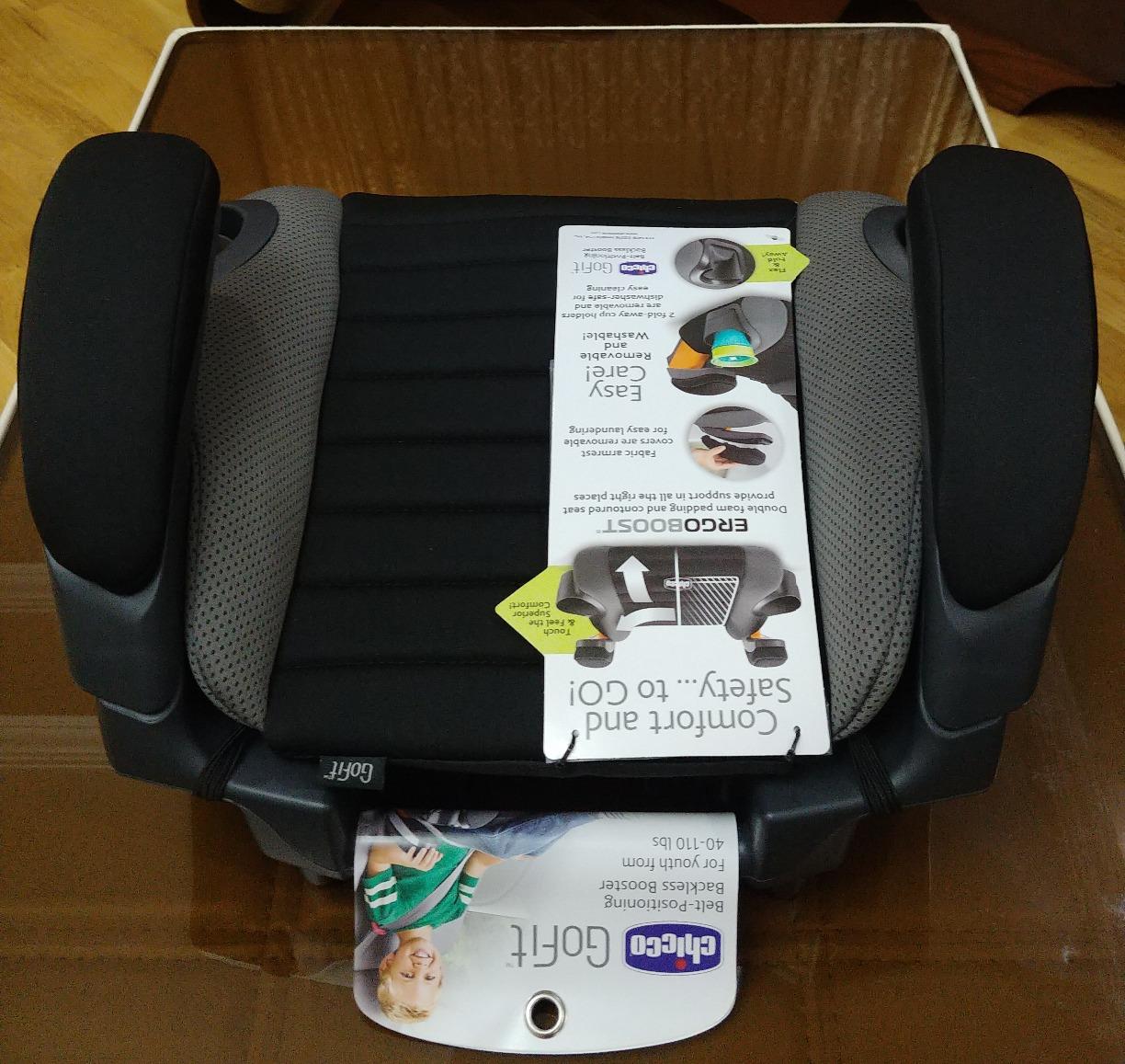 Chicco GoFit Backless Booster Car Seat, Portable Travel Seat, No Latch, Shark/Black, 40-110 lbs customer photo 1