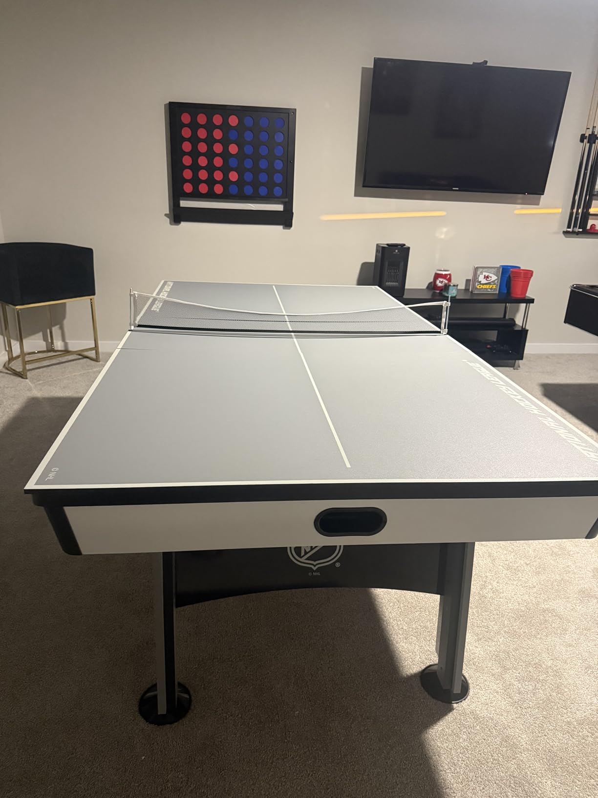 EastPoint NHL Power Play, Air Hockey Table, Table Tennis Top, Arcade Games | Game Room Fun, Table Games, Built-In Leg Levelers, LED Scoring, Stadium Sounds, Light-Up Corners, Complete Set, Easy Setup customer photo 2