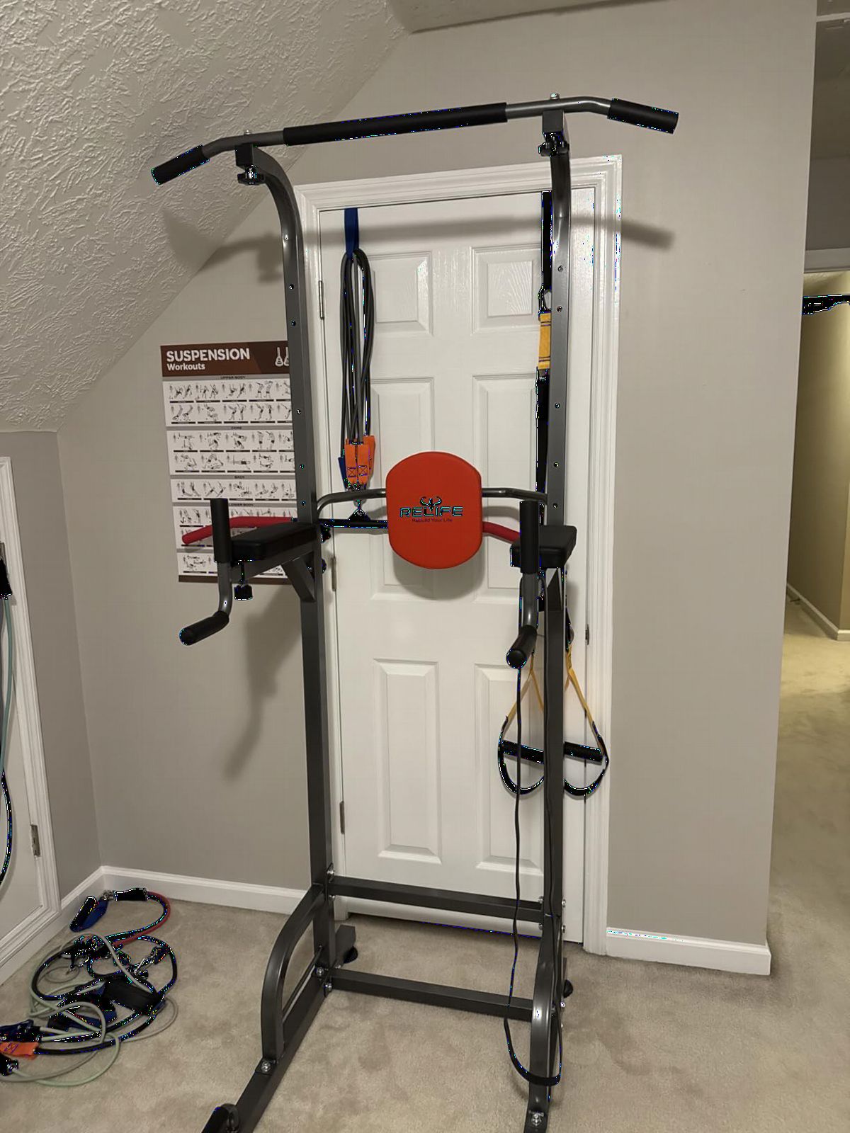 RELIFE REBUILD YOUR LIFE Pull Up Bar Free Standing Power Tower for Home Gym | Dip Station Pull Up Station, Multi-Function Home Fitness Equipment for Pull-Ups, Dips, Push-Ups, Full Body Strength Training customer photo 2