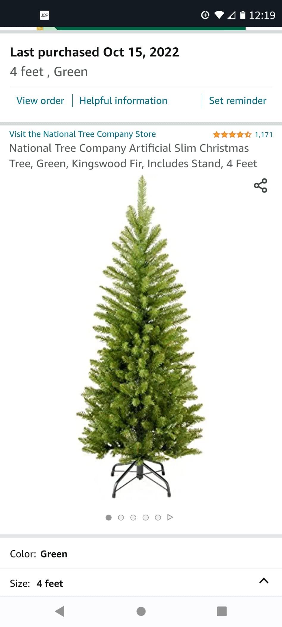 National Tree Company 4ft Unlit Kingswood Fir Mini Slim Christmas Tree | 269 Tips, Includes Stand, Artificial, Green customer photo 1