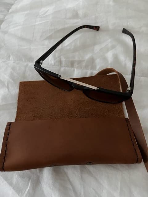 'Pablo' Leather Glasses Case - Handmade, Luxury Soft & Expertly Crafted Eyeglass Case for Protecting Reading Glasses & Sunglasses - Full Grain Beautifully Stitched Fair Trade Genuine Leather - Brown customer photo 2