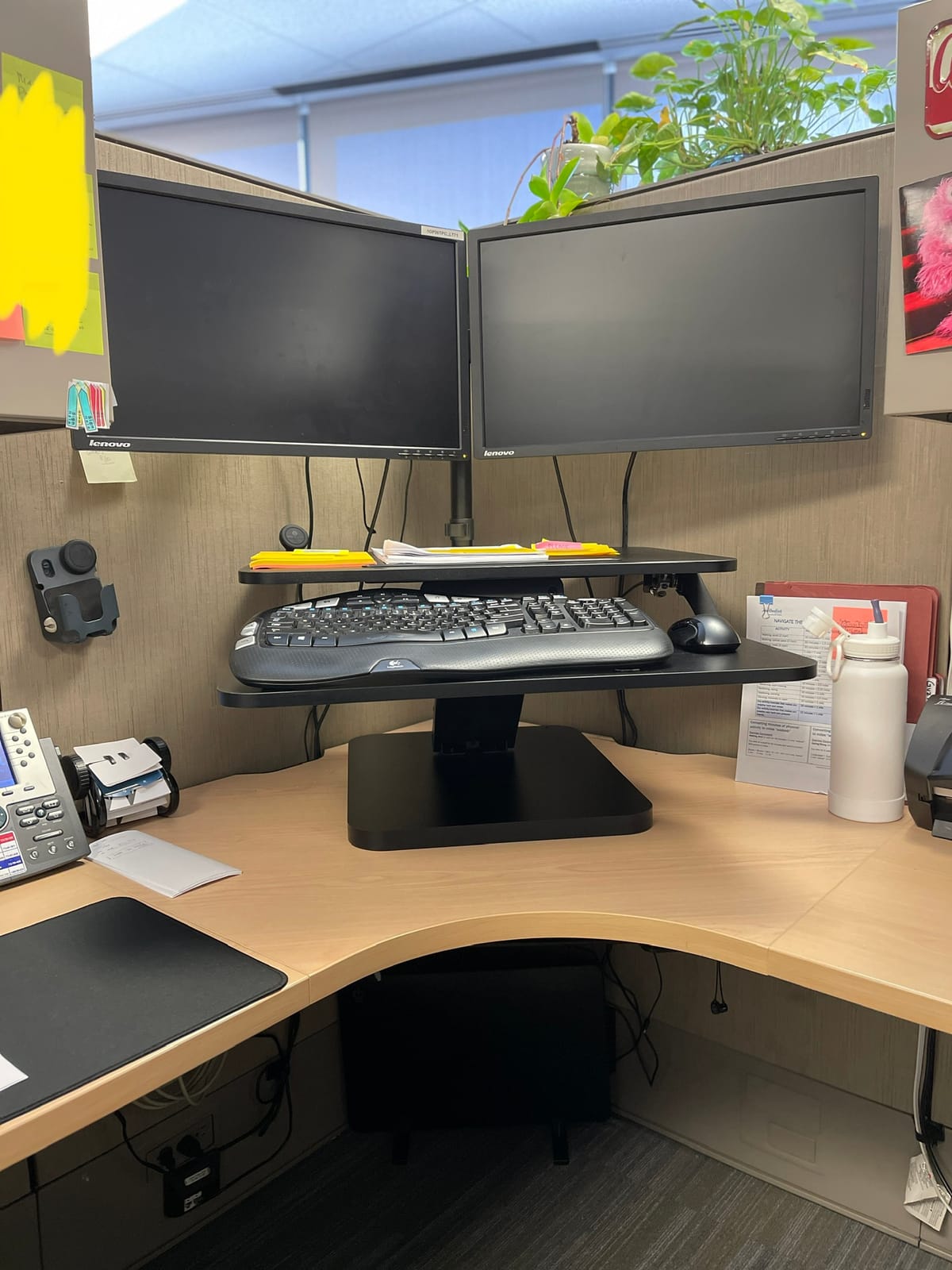 VIVO Black Height Adjustable 25 inch Standing Desk Converter, Compact Sit Stand Tabletop Monitor Riser Workstation, DESK-V001G customer photo 1