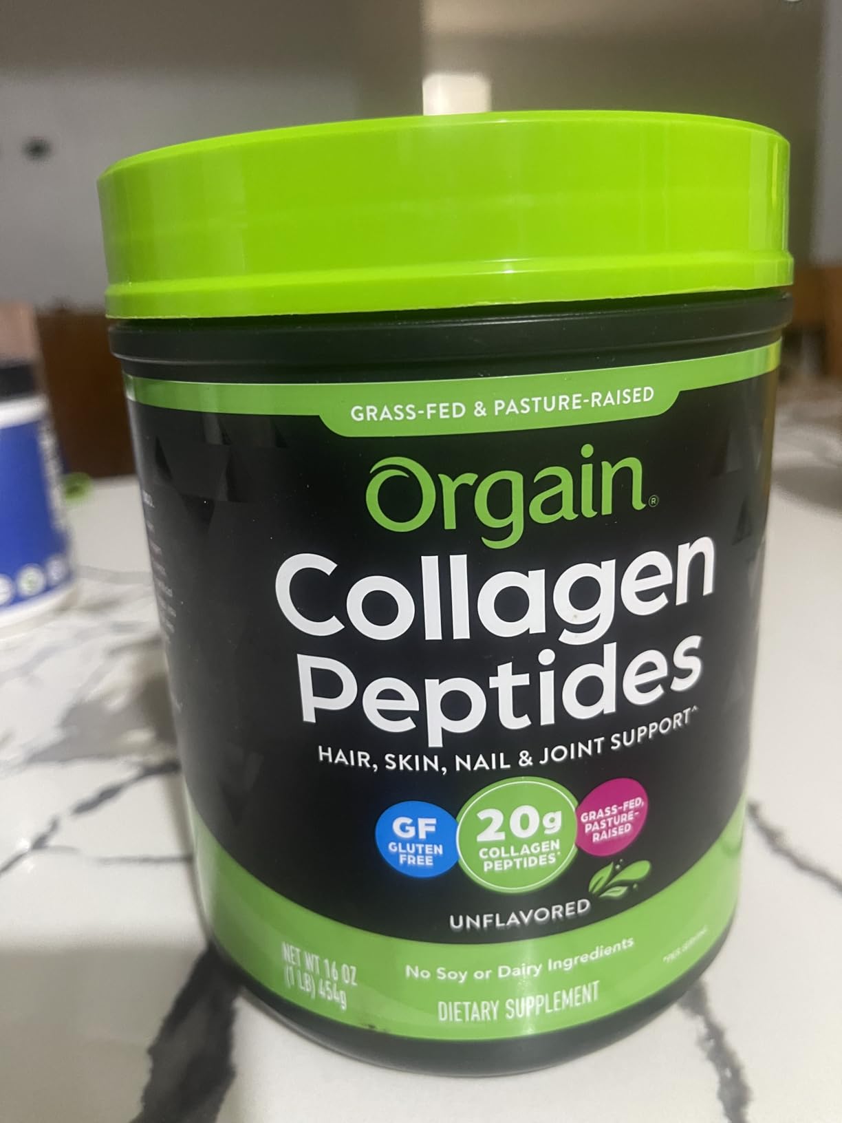 Orgain Hydrolyzed Collagen Peptides Powder For Women & Men, 20g Grass Fed Collagen, Unflavored - Hair, Skin, Nail, & Joint Support Supplement, Paleo & Keto, Non-GMO, Type I and III, 1lb customer photo 1