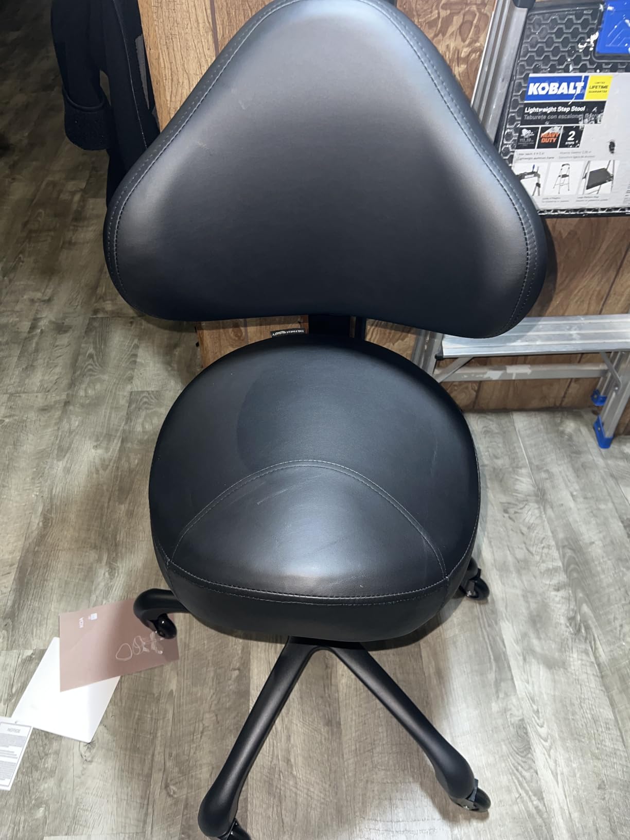 Ergonomic Saddle Chair with Back Support, Rolling Stool | Aluminum Base, Adjustable Backrest, PU Casters, Supports 400 lbs, Dental, Salon & Clinic Use customer photo 1