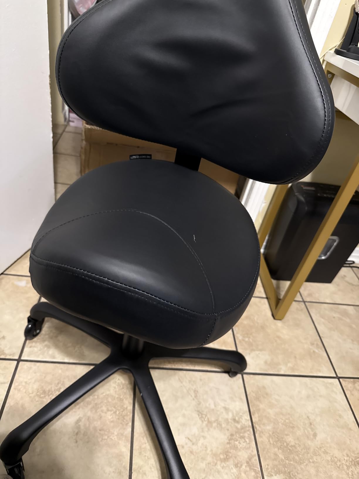 Ergonomic Saddle Chair with Back Support, Rolling Stool | Aluminum Base, Adjustable Backrest, PU Casters, Supports 400 lbs, Dental, Salon & Clinic Use customer photo 2