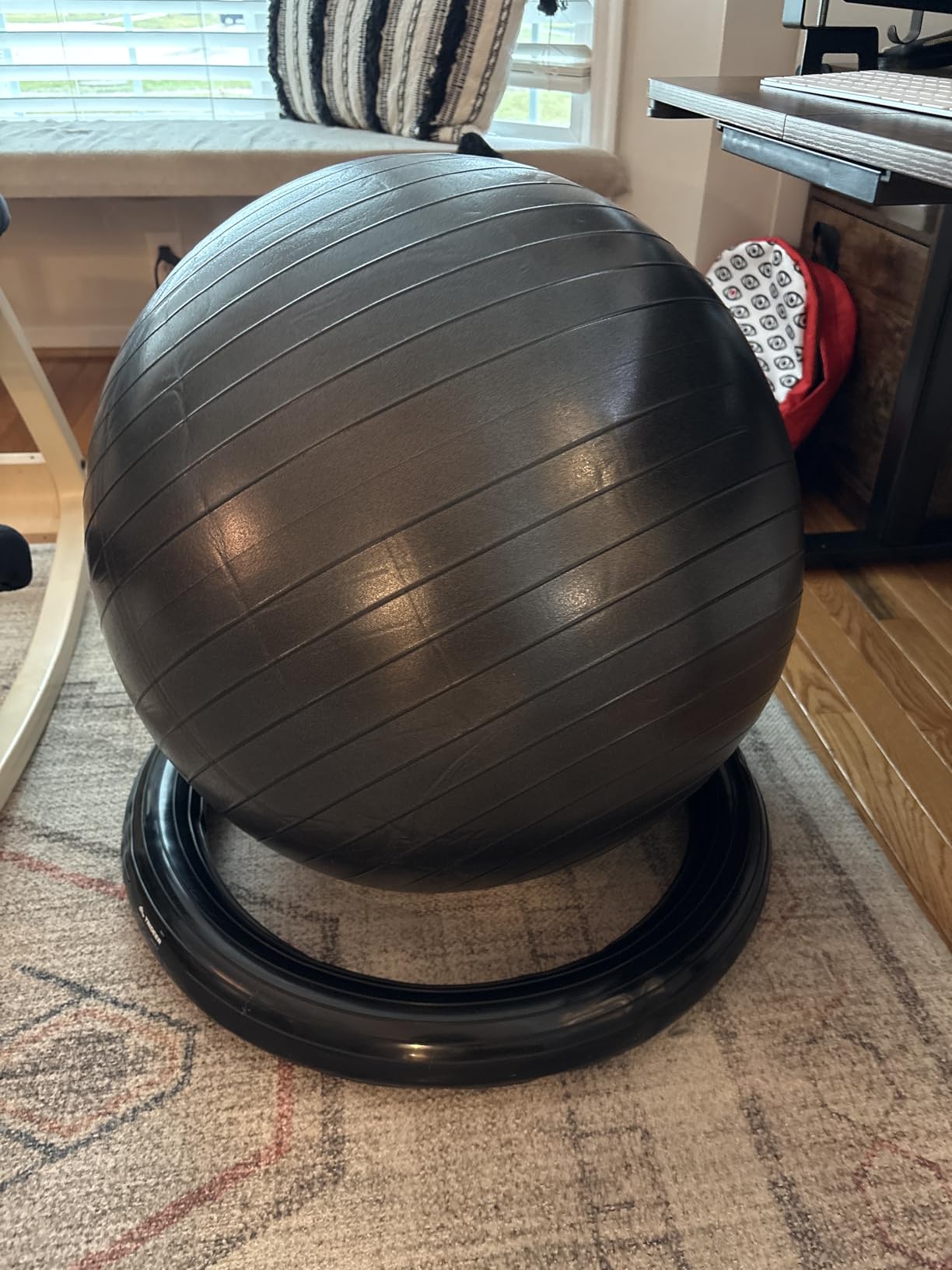 Trideer Yoga Ball Chair with Base for Office Desk, Exercise & Stability Ball Seat, Pilates Ball for Core Training, Pregnancy Ball, Back Pain Relief & Active Sitting customer photo 1