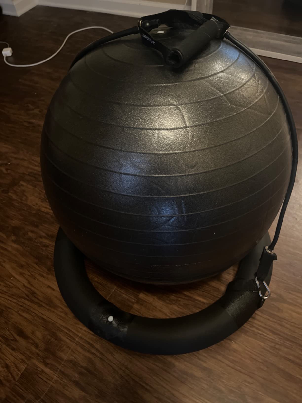Trideer Exercise Ball Chair with Bands, Stability Ball for Office & Fitness | Combines a stability ball, secure base and resistance bands for active sitting, stretching and full-body workouts customer photo 2