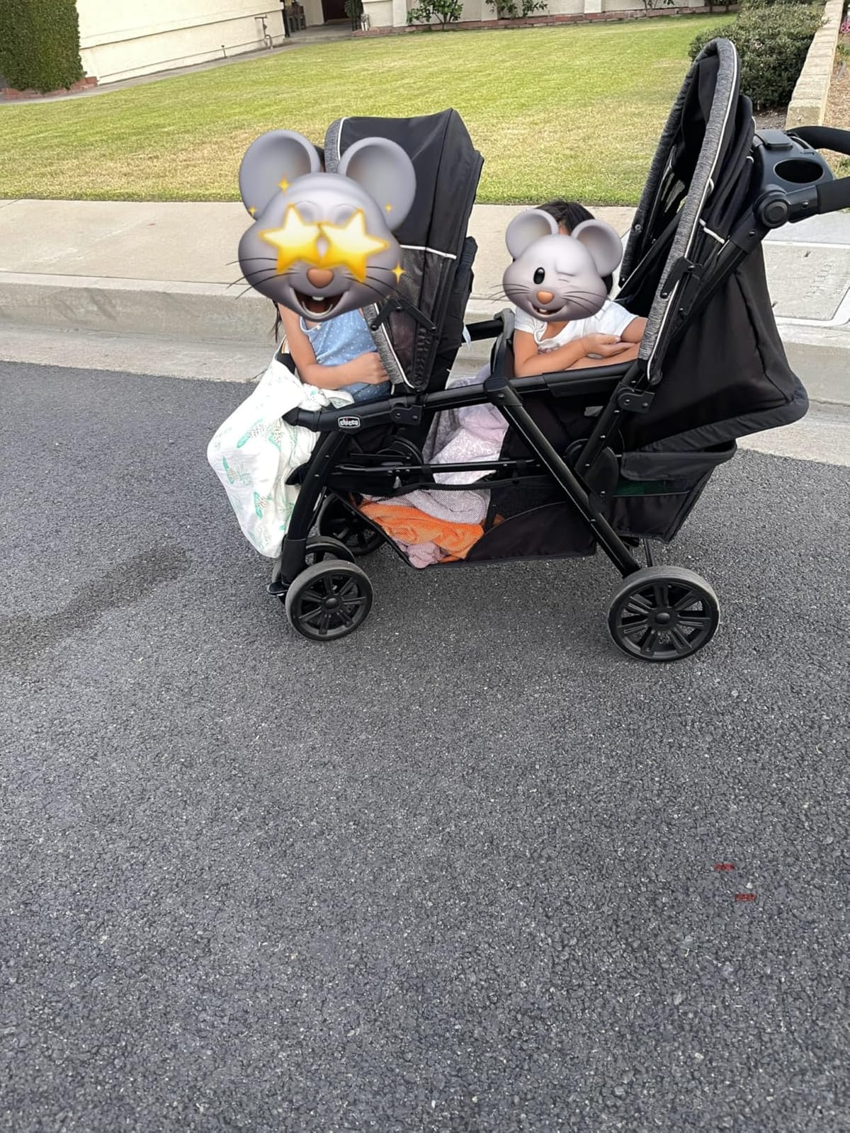 Chicco Cortina Together Double Stroller, 2-Seat, Foldable | Minerale/Black, 100% polyester, fits 2 Chicco KeyFit seats, all-wheel suspension, baby travel stroller customer photo 1