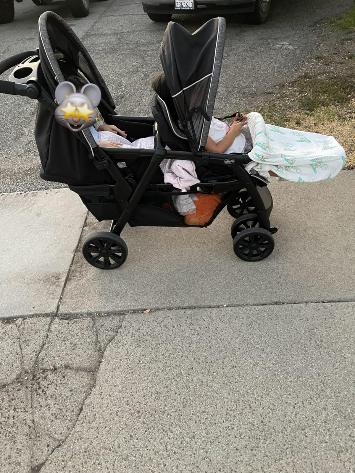 Chicco Cortina Together Double Stroller, 2-Seat, Foldable | Minerale/Black, 100% polyester, fits 2 Chicco KeyFit seats, all-wheel suspension, baby travel stroller customer photo 2