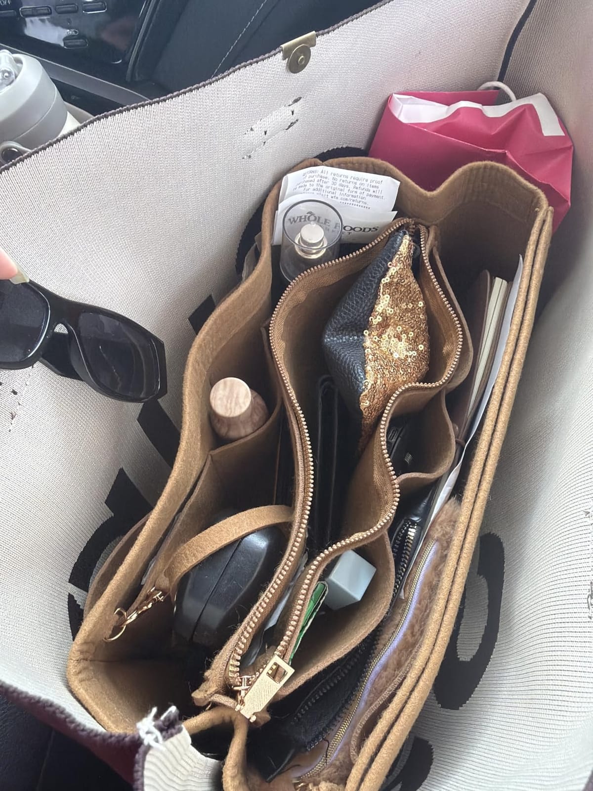 Purse Organizer Insert, Felt Bag Organizer with Metal Zipper, Handbag & Tote Shaper, For Speedy Neverfull Tote, 7 Sizes customer photo 2