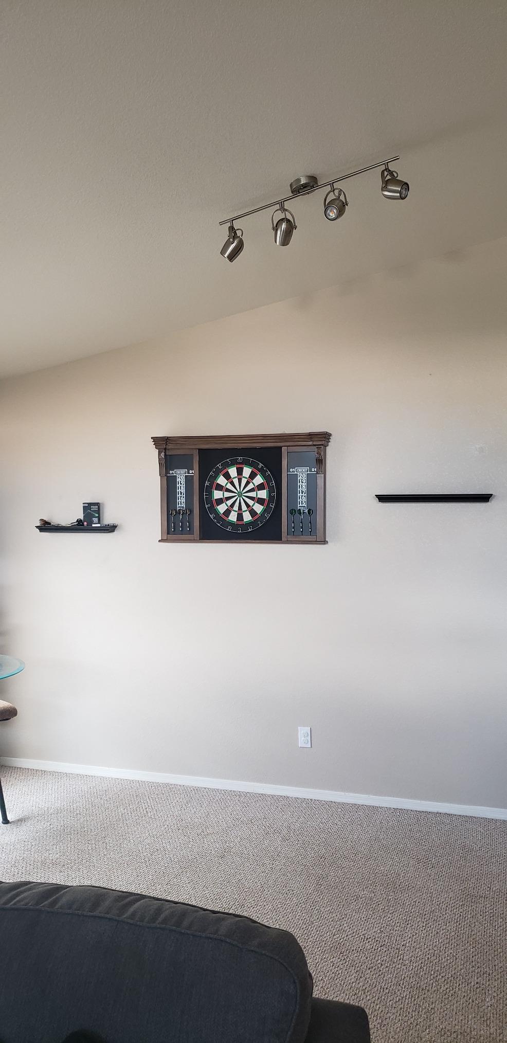 Barrington Pub Style Dartboard, Pre-Assembled with LED Lights, Woodhaven | Pre-Assembled LED Pub-Style Dartboard Cabinet With 18