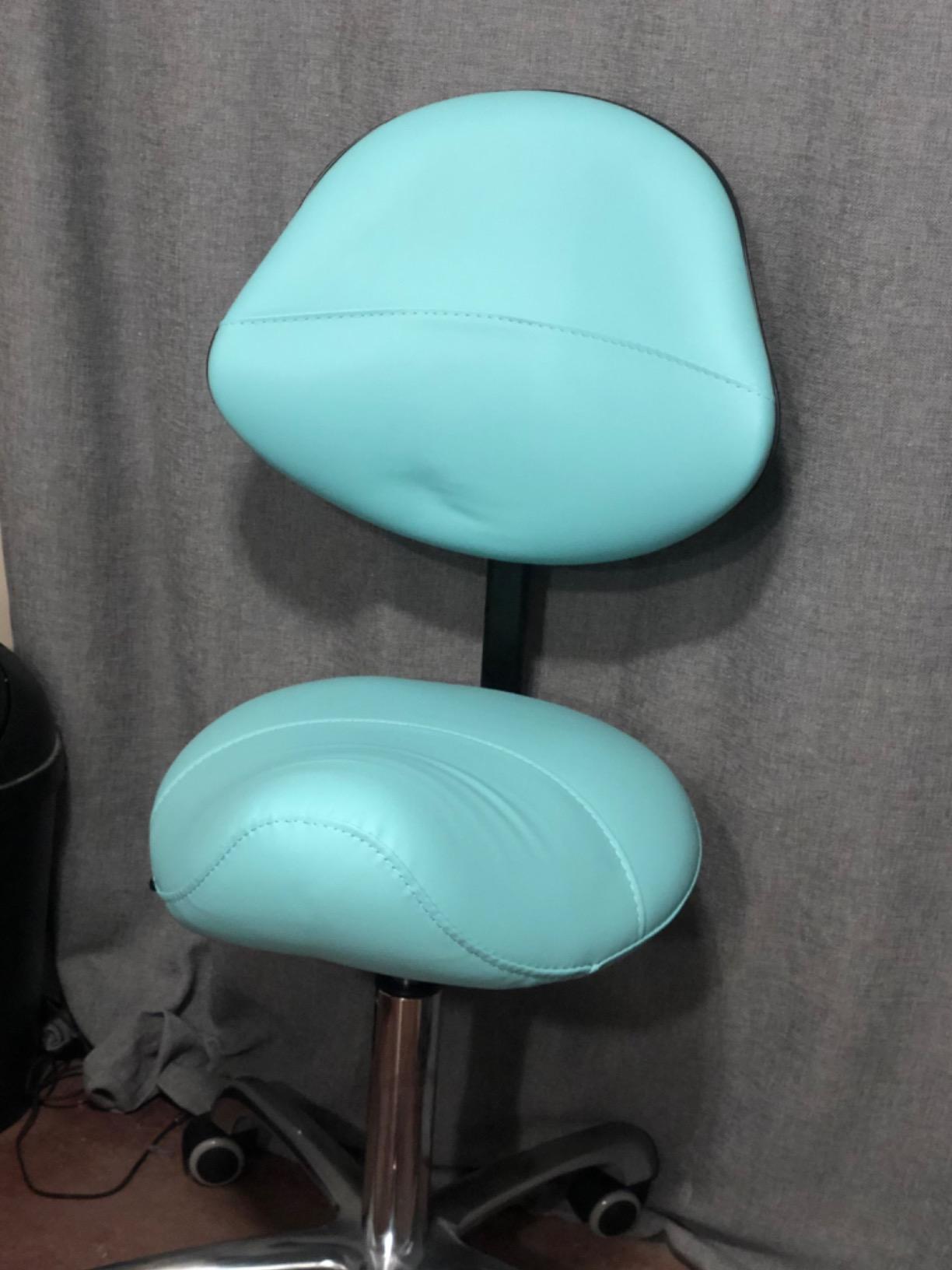 Grace&Grace Professional Saddle Stool Chair with Back Support, Rolling Saddle Ergonomic Stool Heavy Duty for Clinic Dentist Spa Massage Salons Studio (Black, Adjustable Back) customer photo 2