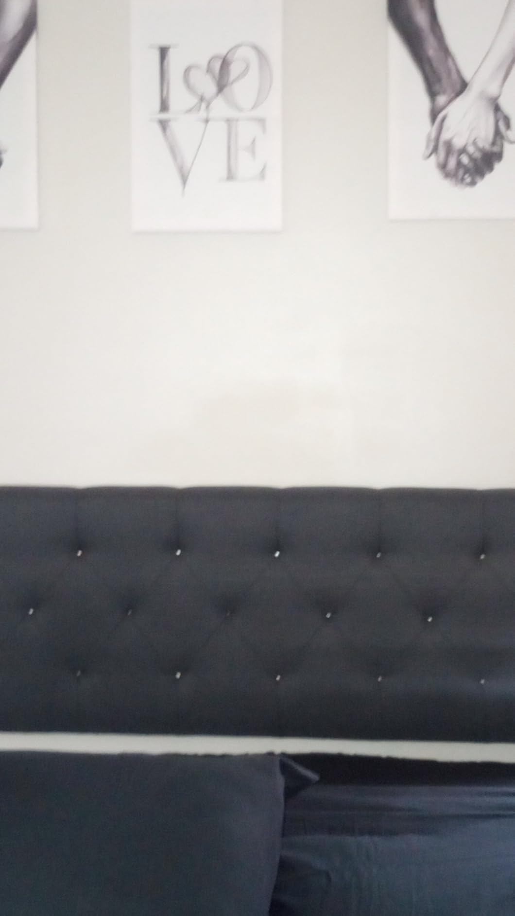 Lucid Mid-Rise Upholstered Headboard - Diamond Tufted - Padded Polyester - Adjustable Height from 34 to 46 in - Easy Assembly - Bed Frame or Wall Mount - Sturdy - Stone - King / Cal King Size customer photo 1